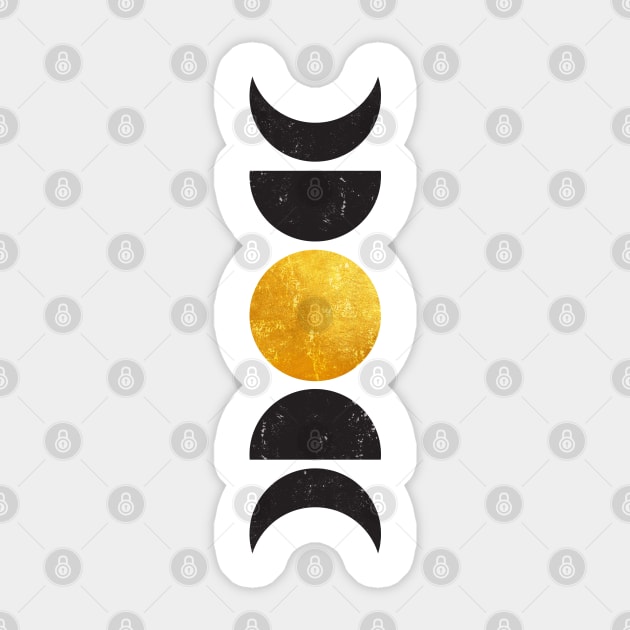 Geometric Gold Moon Phases Sticker by aterkaderk